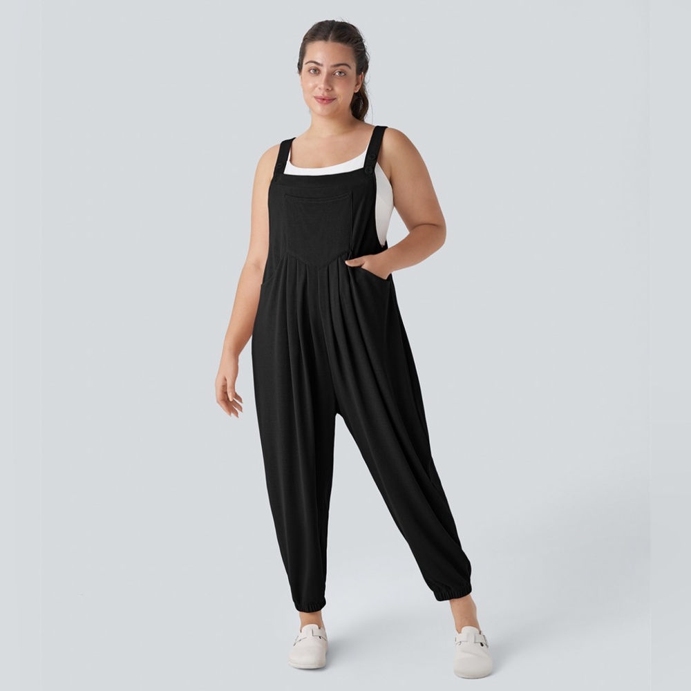 Adjustable Plicated Waffle Casual Plus Size Jogger Overalls 2x Halara NWT